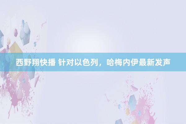 西野翔快播 针对以色列，哈梅内伊最新发声